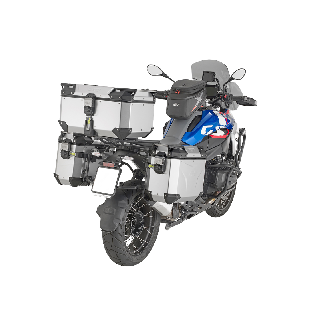 Monokey Top Box Anodized Silver Evo Smart 58Ltr Trekker Outback -Givi