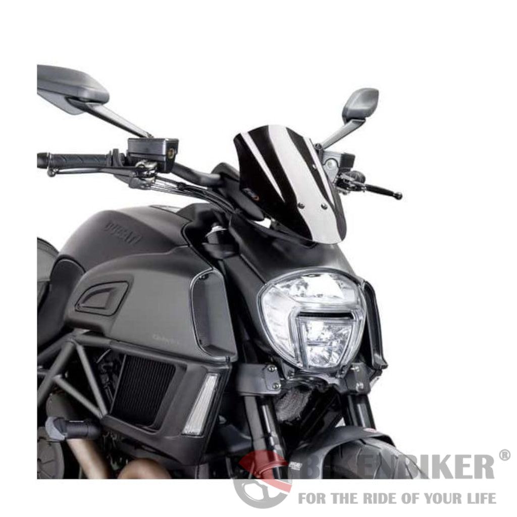 Sport Screen For Ducati Diavel - Puig Black Windscreen
