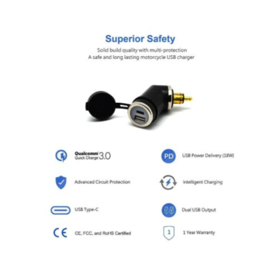 DIN (Hella) to 36W PD USB-C + QC 3.0 (ANGLED) - Cliff Top