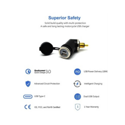 DIN (Hella) to 36W PD USB-C + QC 3.0 (ANGLED) - Cliff Top