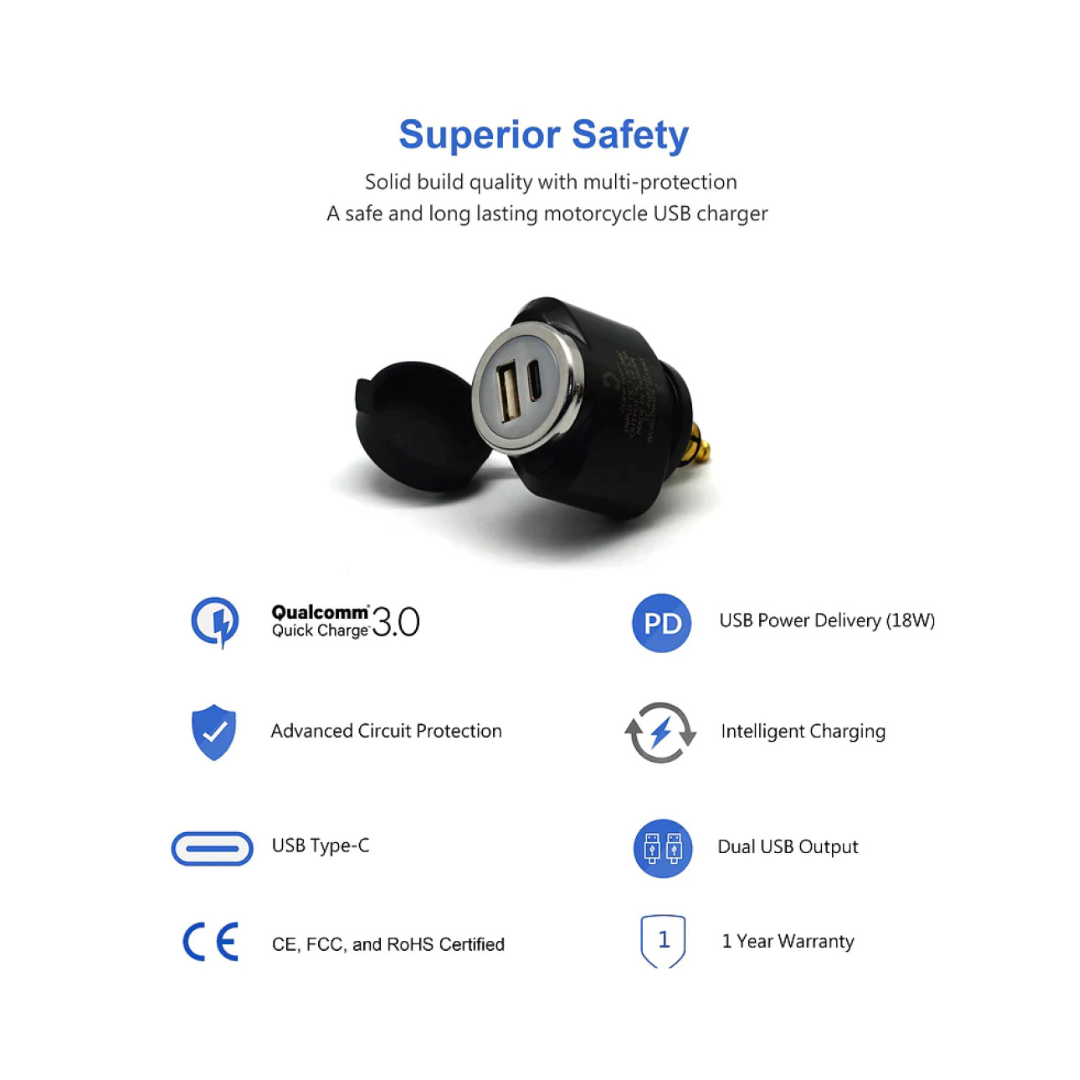 DIN (Hella) to 36W PD USB-C + QC 3.0 (MINI) - Cliff Top