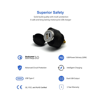 DIN (Hella) to 36W PD USB-C + QC 3.0 (MINI) - Cliff Top