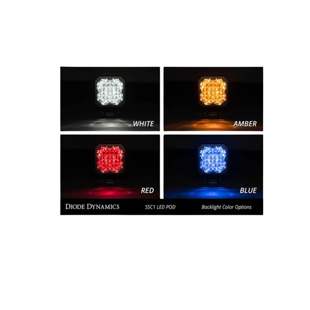 White Pro Backlit Led Stage Series C1" Pod (pair) Light - Diode Dynamics