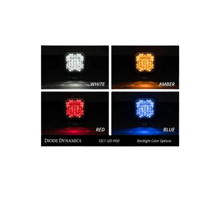 White Pro Backlit Led Stage Series C1" Pod (pair) Light - Diode Dynamics