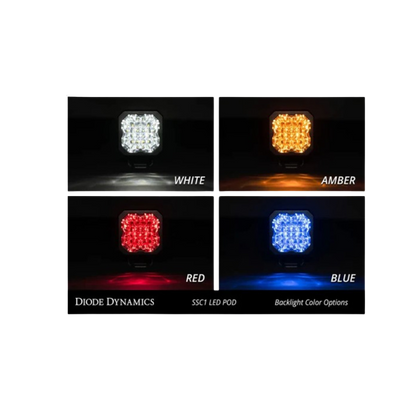 White Sport Backlit Led Stage Series C1" Pod (pair) Light - Diode Dynamics