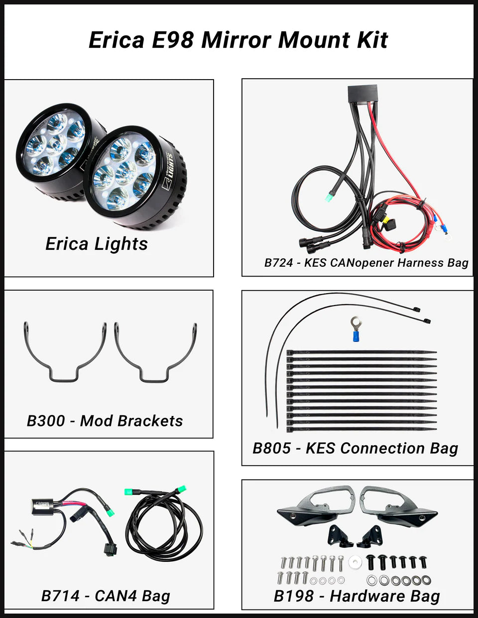 Erica Mirror Mount Kit For K1600GT/GTL/B -Clearwater