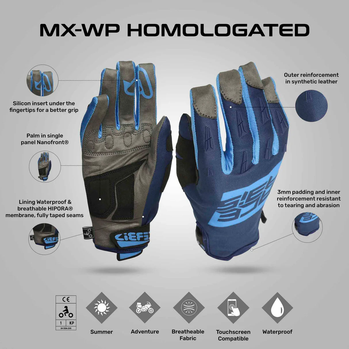 MX-WP Homologated Gloves - Acerbis