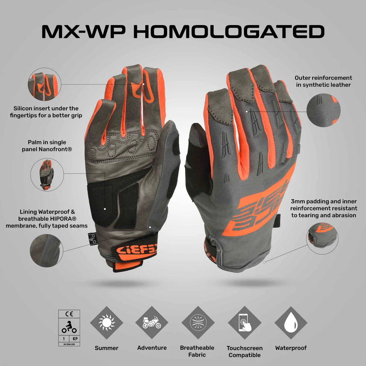 MX-WP Homologated Gloves - Acerbis