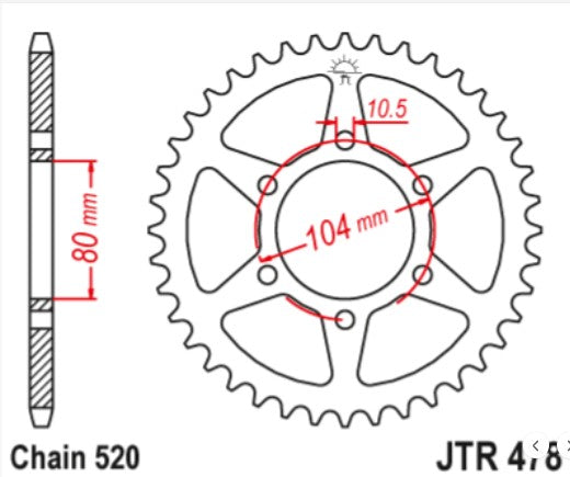 Sprockets Rear (478 - 46T) -JT Sprockets