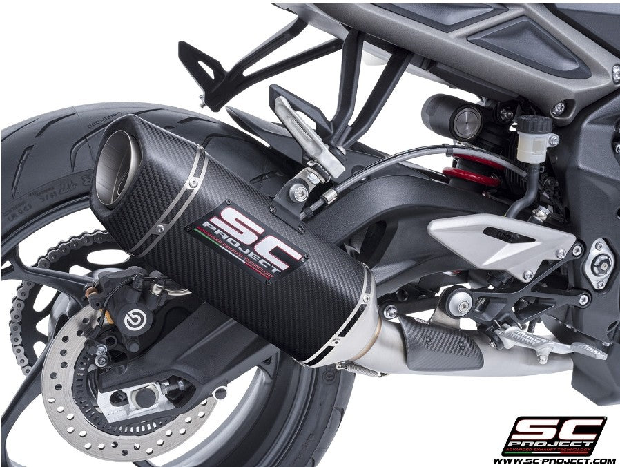 Full Exhaust System 3-1 Stainless steel SC1-S carbon Fibre Exhaust For Triumph Street Triple765R/RSEuro5-SC-Project