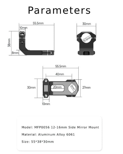 Side Mirror Extension Mount (12mm-16mm)-Chigee