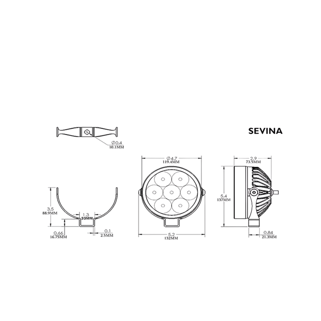 Auxiliary Led Lights 10000LU Super Sevina (Single)-Clearwater