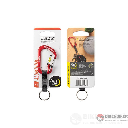 Carabiner Keyring Slide Lock - Aluminum Nite Ize Red
