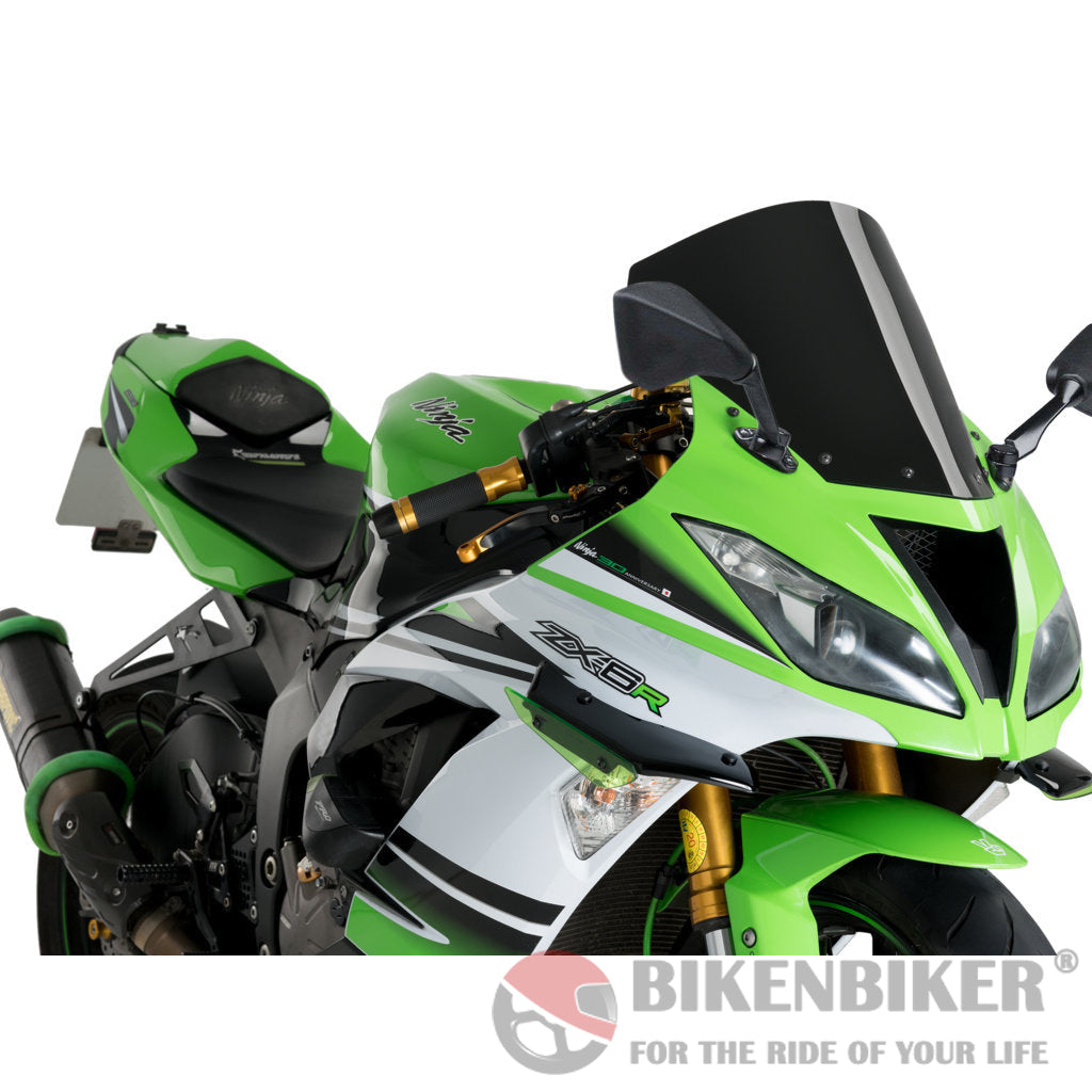 R Racing Screen For Kawasaki Zx6R - Puig Black Windscreen