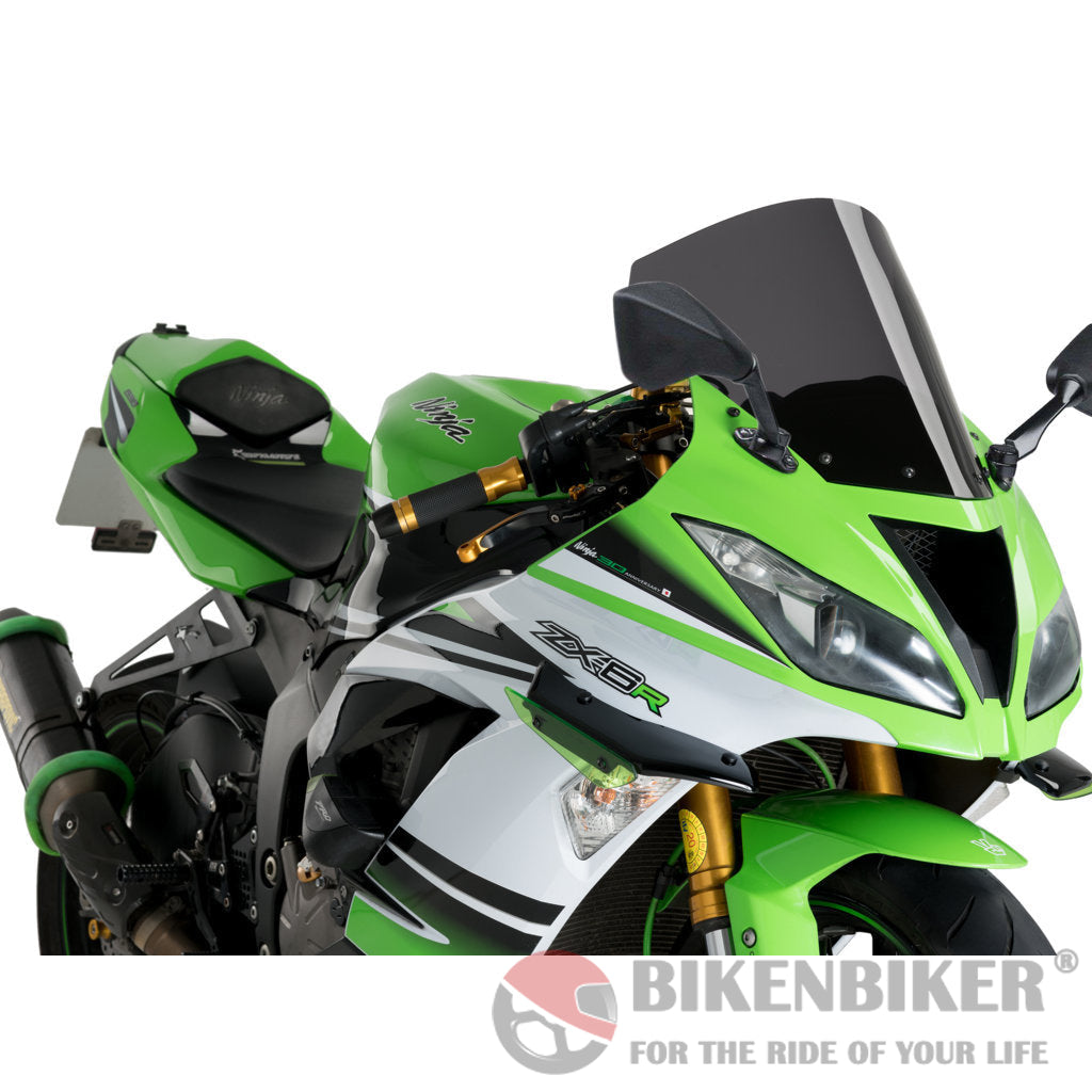 R Racing Screen For Kawasaki Zx6R - Puig Dark Smoke Windscreen
