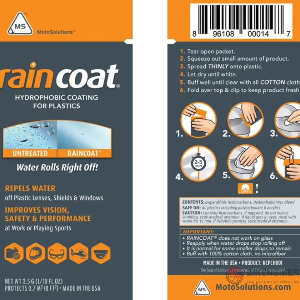Rain Coat For Helmet Visors Windscreens & Plastics - Motosolutions Rider Comfort