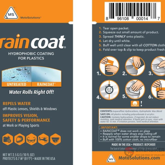 Rain Coat For Helmet Visors Windscreens & Plastics - Motosolutions Rider Comfort