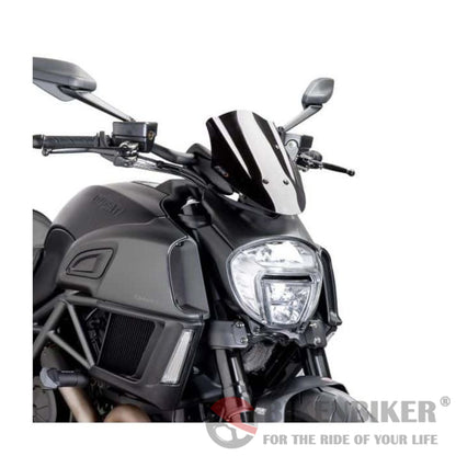 Sport Screen For Ducati Diavel - Puig Black Windscreen