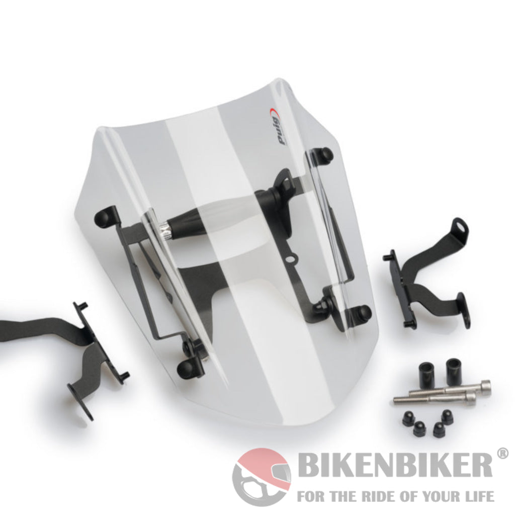 Sports Windshield New Generation Adjustable For Ducati Diavel 1260 2019-Puig Clear Wind Shield