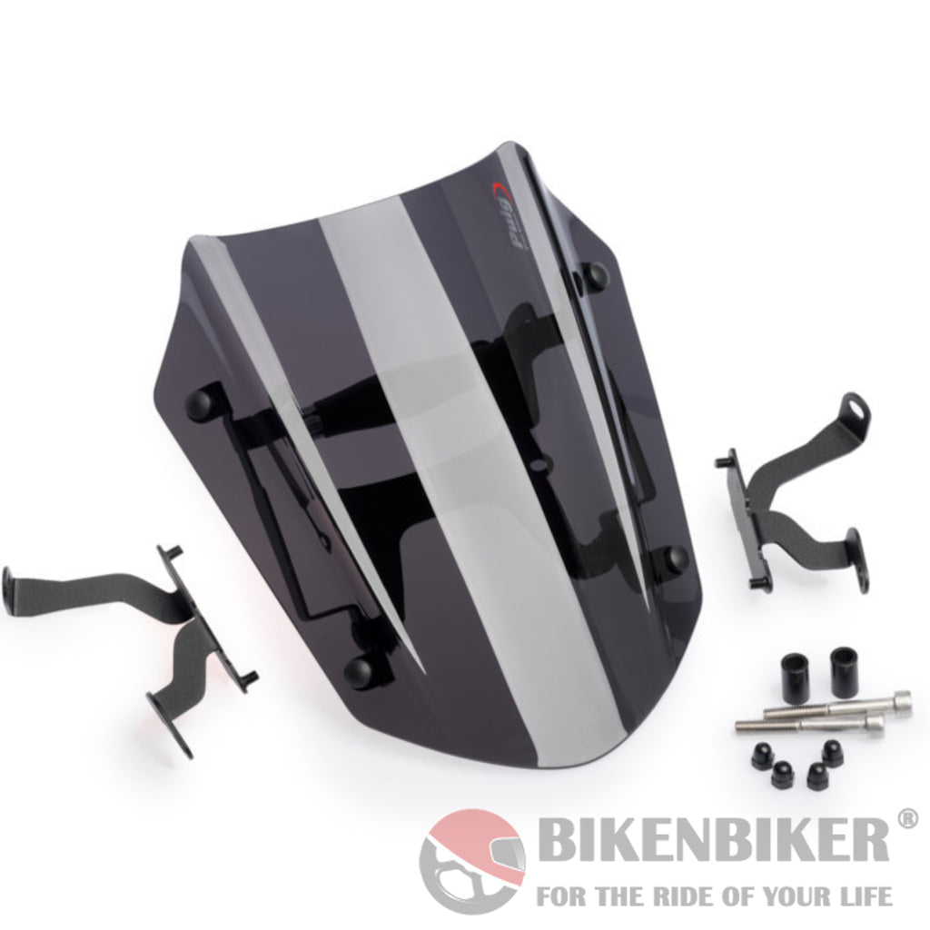 Sports Windshield New Generation Adjustable For Ducati Diavel 1260 2019-Puig Dark Smoke Wind Shield
